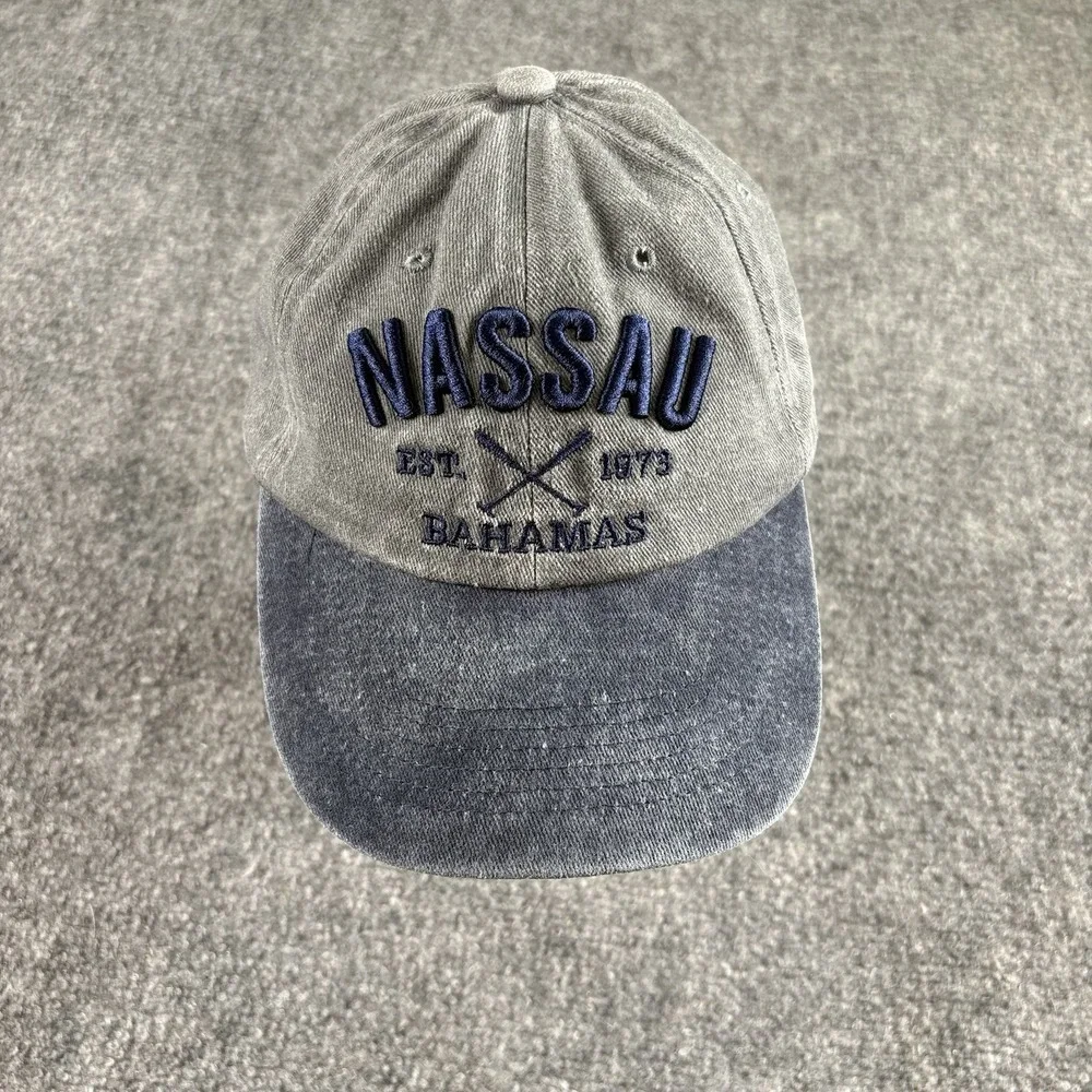 Nassau‎ Bahamas Baseball Cap Gray Blue Strapback Dad Hat Vacation Resort Beach